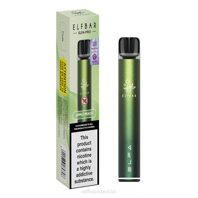 Elfbar Elfa Pro Pod Kit – wiederaufladbar 4840K73 Aurora Green + Apfel-Pfirsich vorgefüllte Schote