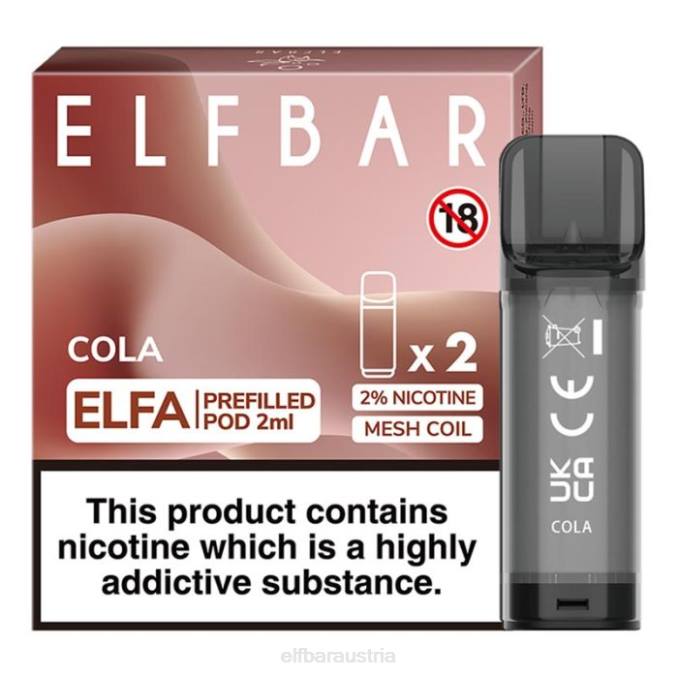 Elfbar Elfa vorgefüllte Kapsel – 2 ml – 20 mg (2 Packungen) 4840K109 Cola