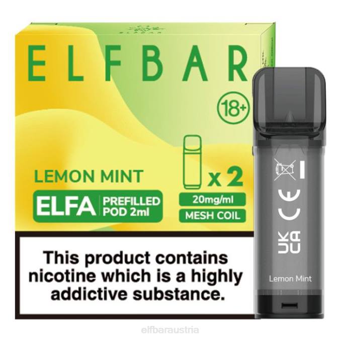 Elfbar Elfa vorgefüllte Kapsel – 2 ml – 20 mg (2 Packungen) 4840K110 Zitronenminze