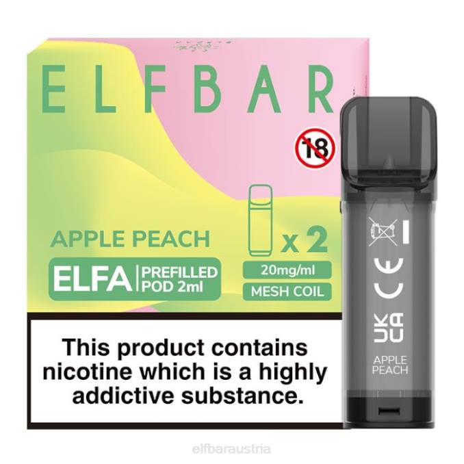 Elfbar Elfa vorgefüllte Kapsel – 2 ml – 20 mg (2 Packungen) 4840K116 Apfel-Pfirsich