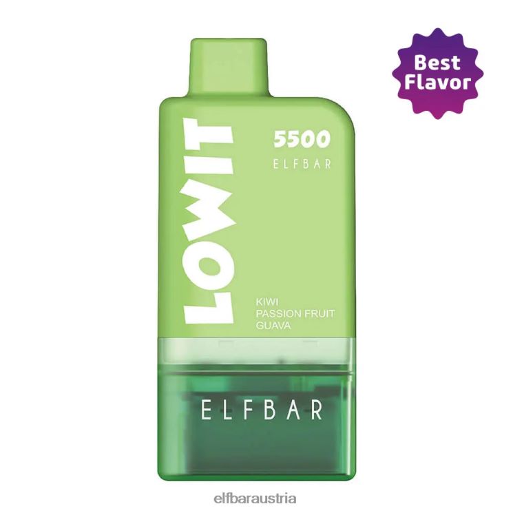 R06XV136 ELFBAR Vorgefülltes Pod-Kit Lowit 5500 2% Nic Kiwi Passionsfrucht Guave Kiwi-Passionsfrucht-Guava-Schote + grüne Batterie